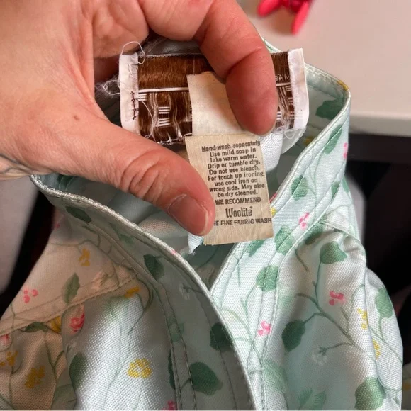 Vintage 1970s LF Petites Women's 6 Green Floral Whimsical Border Hem Belt Dress - Picture 11 of 11